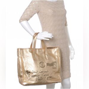LARGE *Yves Saint Laurent* YSL Paris Metallic Gold Y-Mail Postale Rive’ Gauche